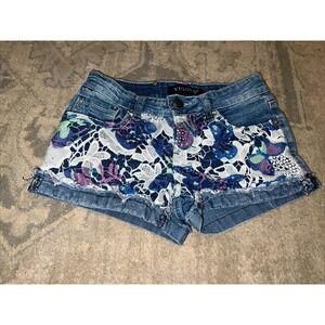Vigoss Jean Shorts Youth Girls Size 7 Blue Denim & Lace